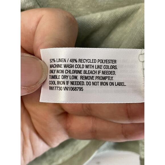 A New Day Shirt Womens Medium Heather Sage Green Linen Blend Twist Front V Neck - Picture 7 of 9